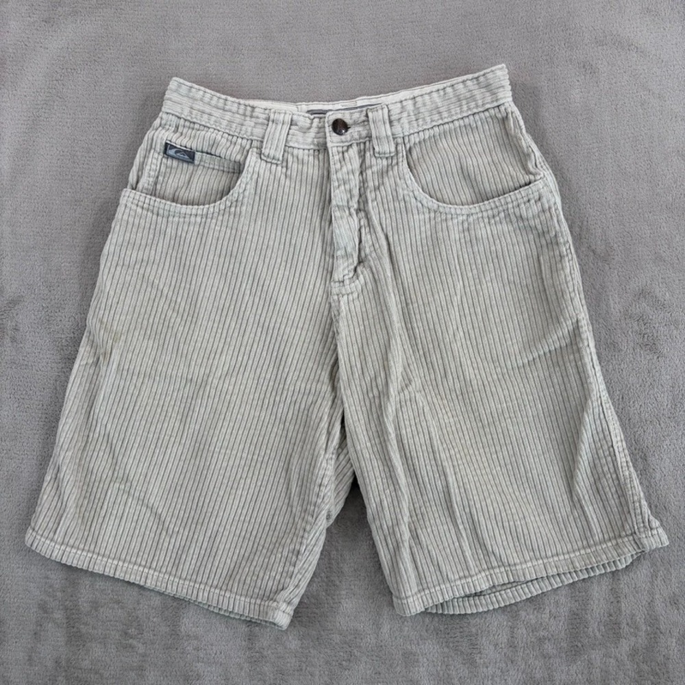 Vintage Quiksilver Wale Corduroy Baggy Shorts 29 Fits 27 Grey‎ Skate Grunge Y2K